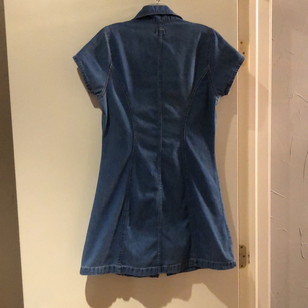 Vintage full zip front denim short sleeve mini dress - Picture 3 of 4